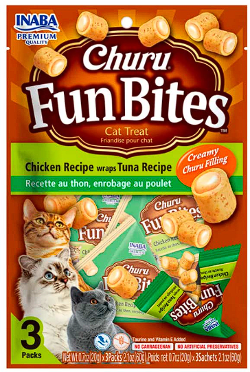 Churu Fun Bites Pollo y Atún 60GR (PACK 3 DE 20GR)1