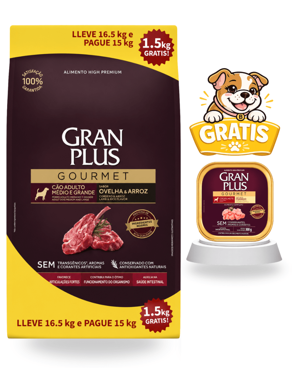 Gran Plus Gourmet Perro Adulto Mediano & Grande Cordero 16.5kg - Promo Paté1