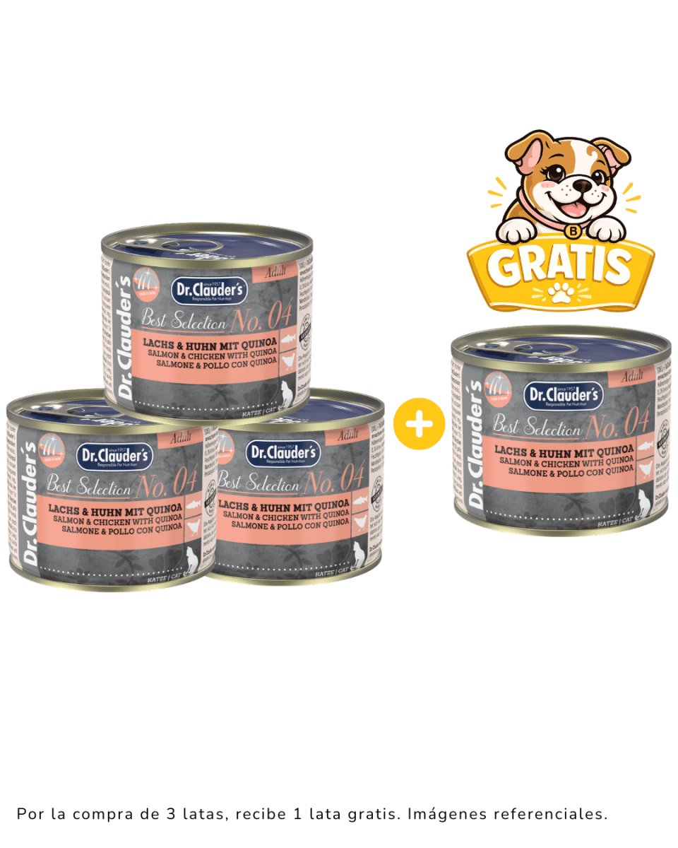 Dr. Clauders Cat Adult BS #04 (salmón y pollo con quinua) 200gr promoción 3 + 1 gratis1