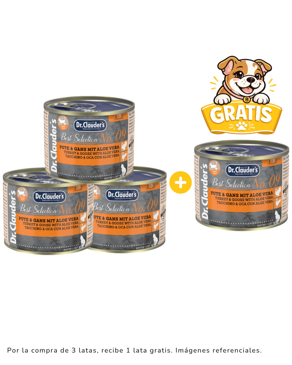 Dr. Clauders Cat Adult BS #09 (pavo y ganso con aloe) 200gr promoción 3 + 1 gratis1