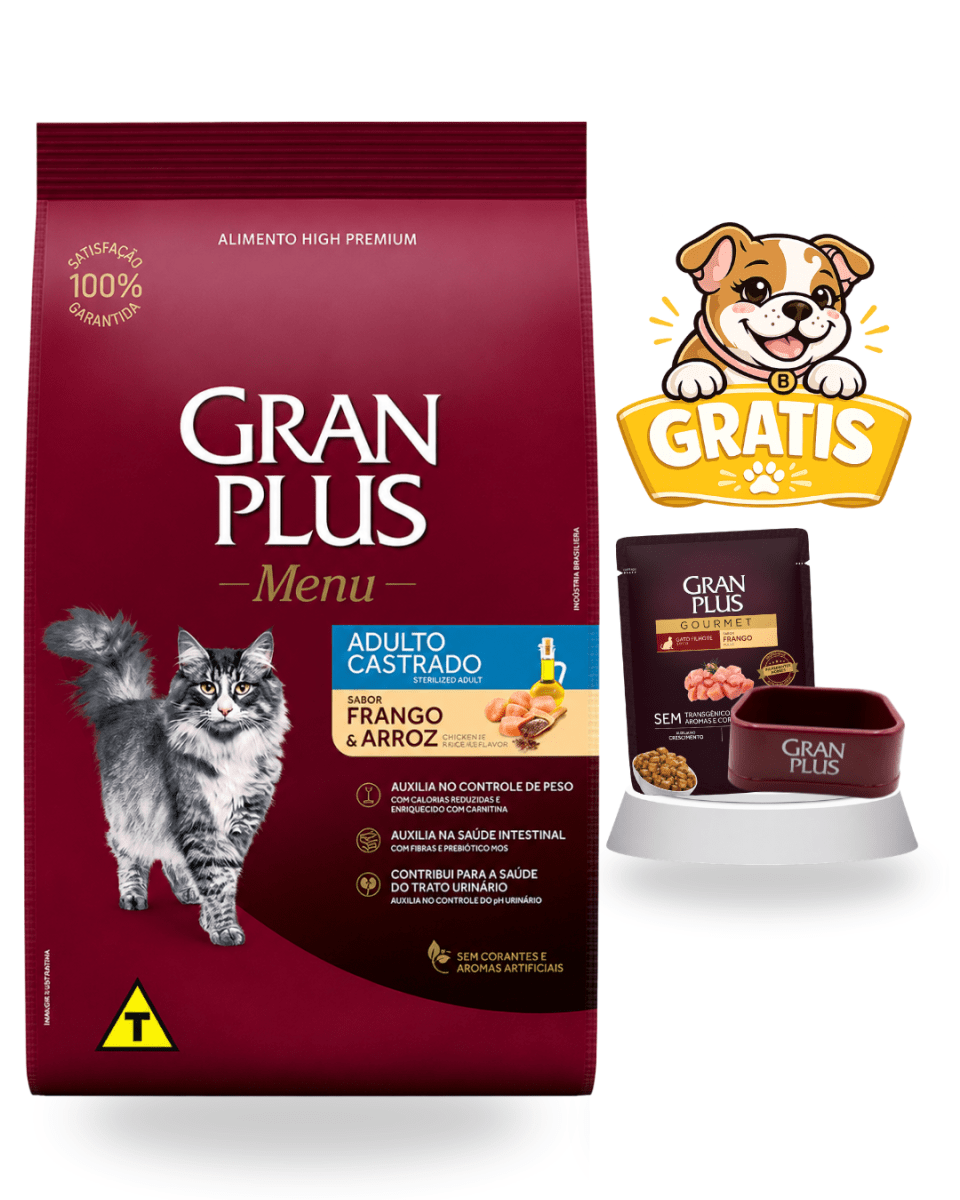 Gran Plus Gato adulto castrado pollo & arroz 3kg - Súper pack1