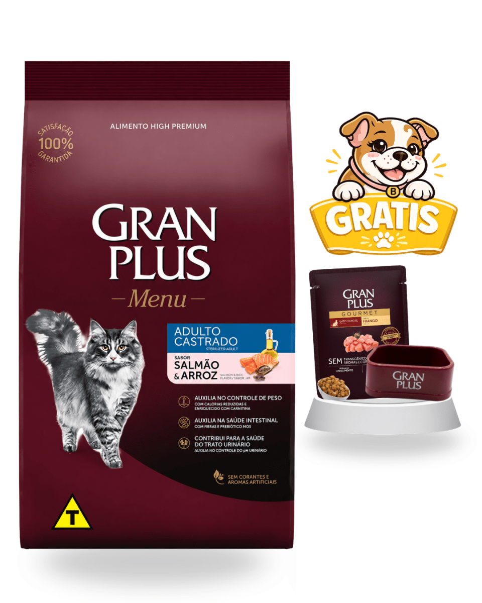 Gran Plus Gato adulto castrado salmón & arroz 3kg - Súper pack1