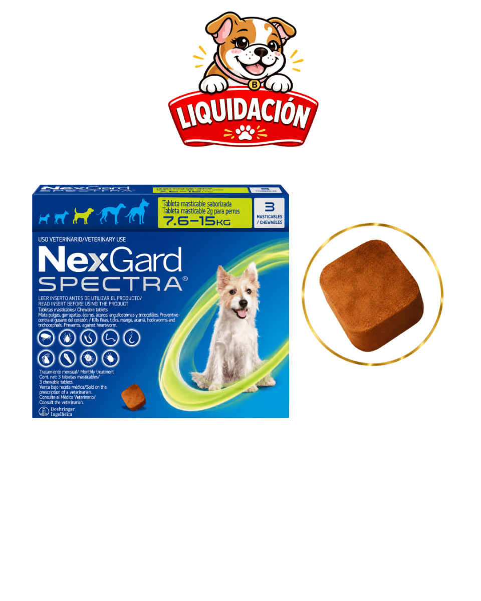 NEXGARD SPECTRA PARA PERROS DE 7.6 a 15kg - 1 pastilla (Liquidación)1