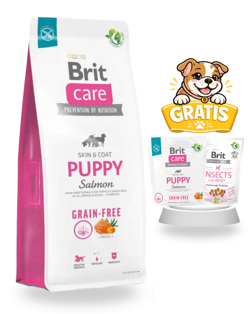 BRIT CARE GRAIN FREE PUPPY SALMÓN 12kg - Promo Snack Insects + Bolsa de 1kg1