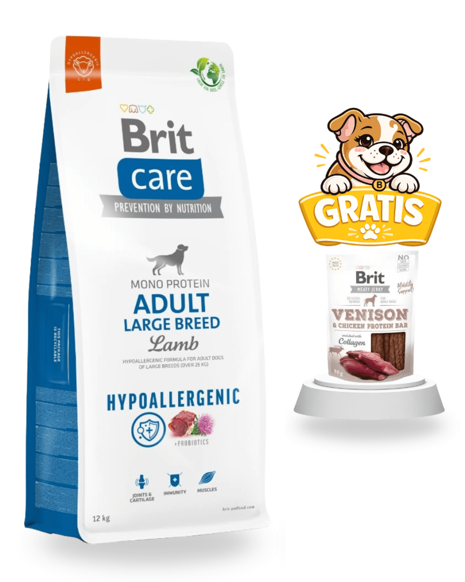 BRIT CARE DOG HYPOALLERGENIC ADULT LARGE BREED LAMB 12kg - PROMO SNACK VENISON1