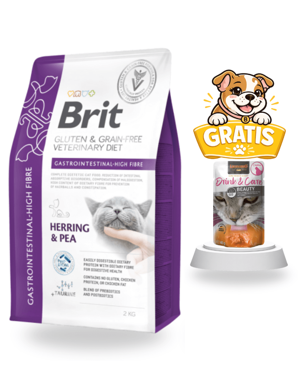 Brit GF Vet Diets Cat Gastrointestinal High Fibre 2kg - Pack cuidado1