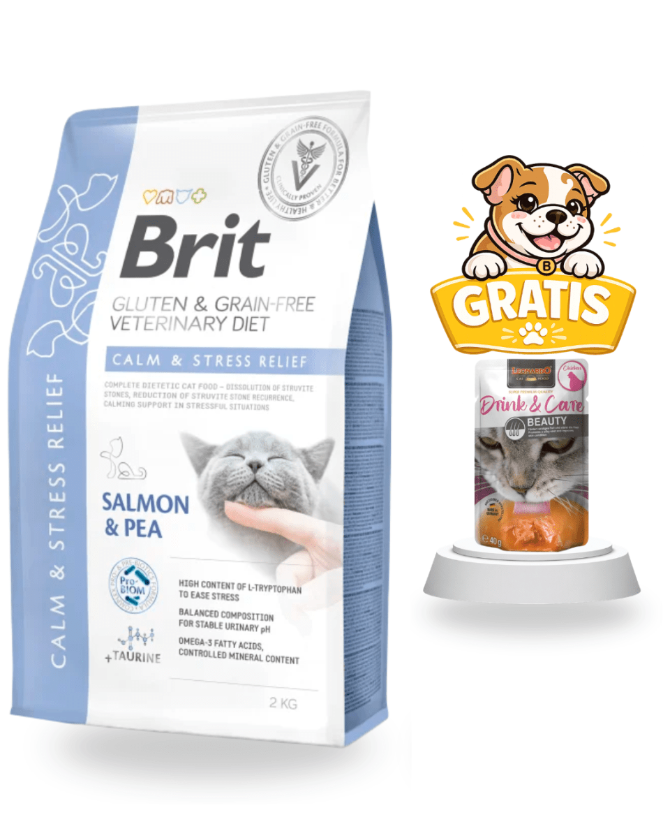 Brit GF Vet Diets Cat Calm & Stress Relief 2kg - Pack cuidado1