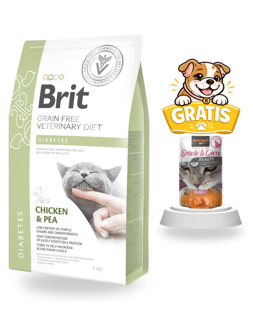 Brit GF Vet Diet Cat Diabetes 2kg - Pack Cuidado1