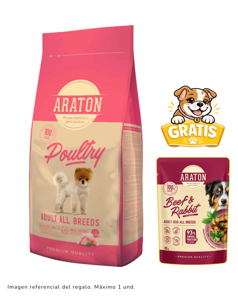 Araton Dog Adulto Poultry All Breeds 15kg + pouch beef & rabbit1