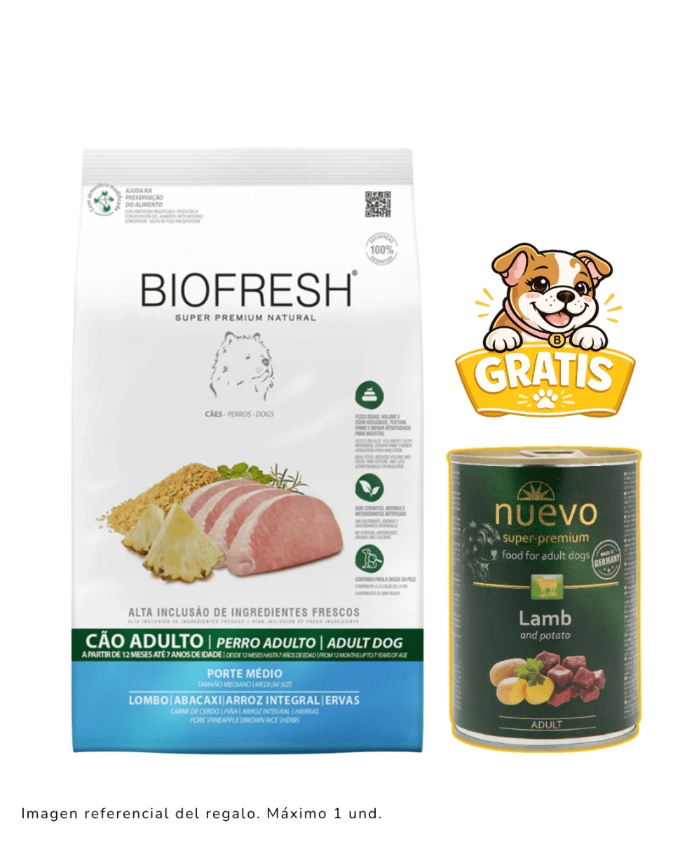 Biofresh SP Perro Adulto Raza Mediana Cerdo y Piña 3kg + paté1