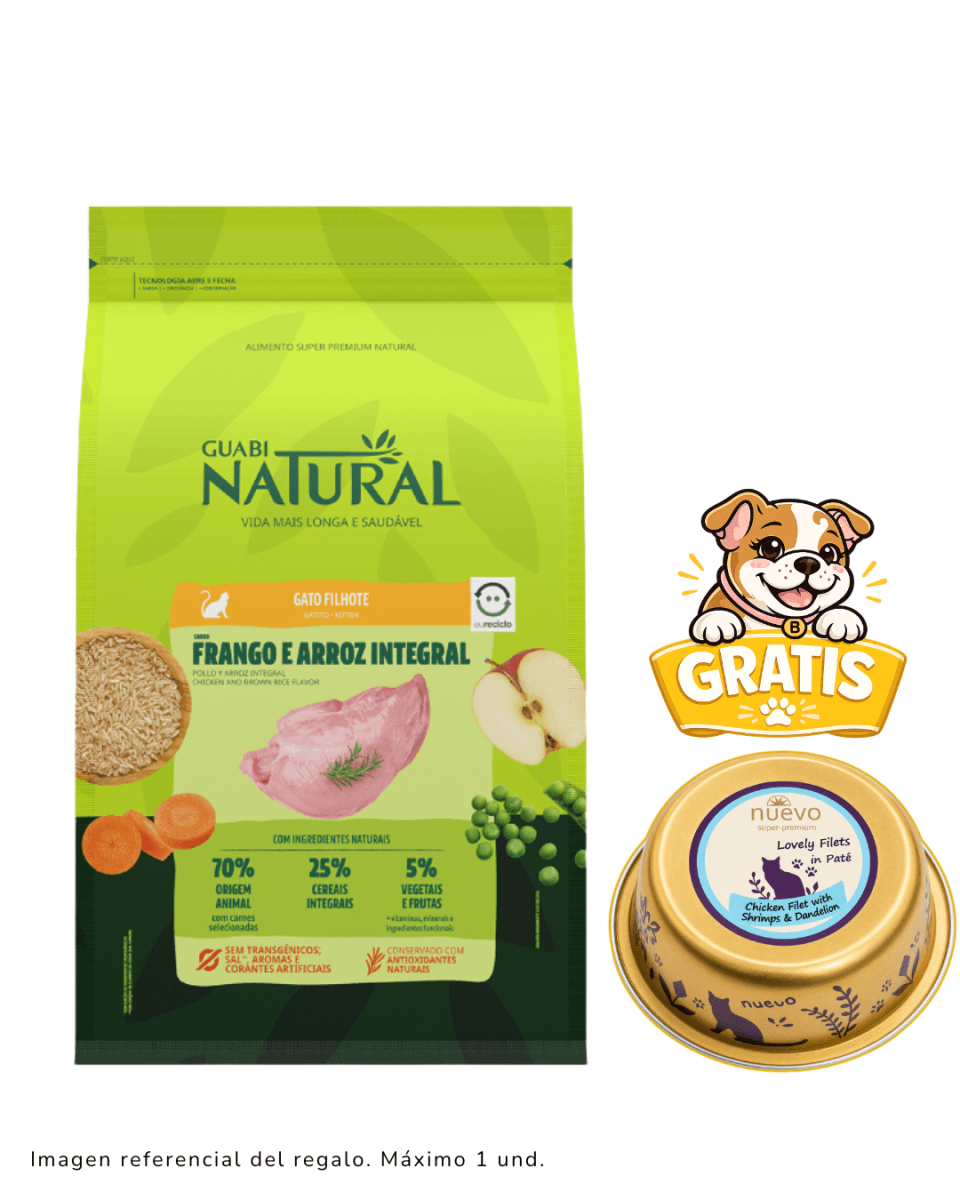 Guabi Natural Gato Filhote de Pollo y Arroz 1.5 Kg + Paté1