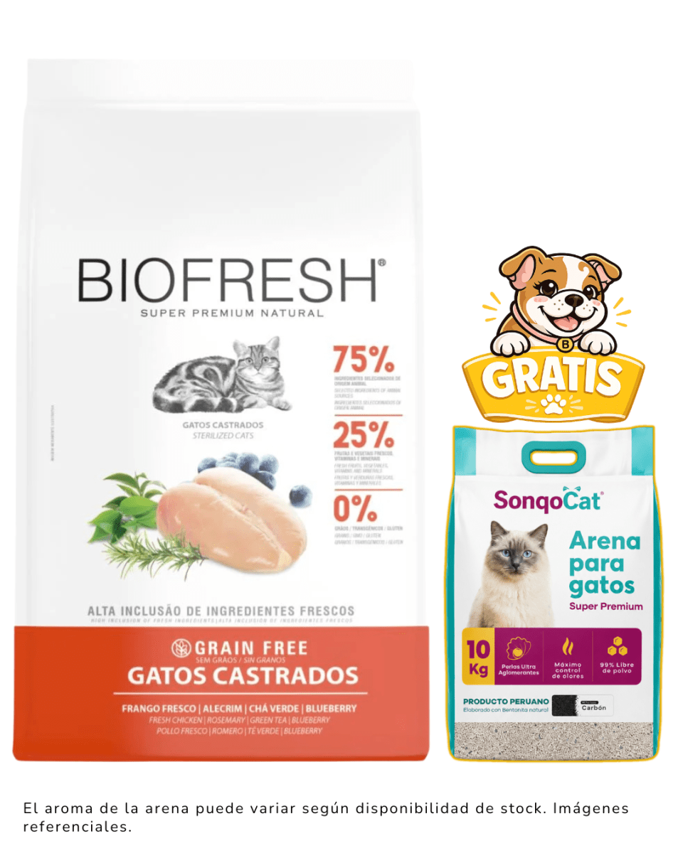 Biofresh Gato Adulto Castrado Pollo 7.5kg + Arena1