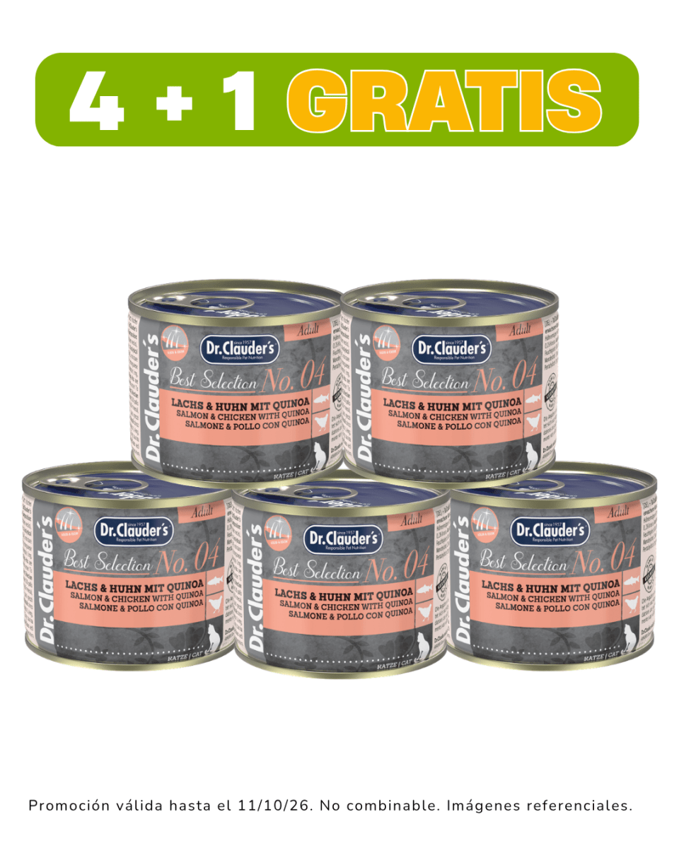Dr. Clauders Cat Adult BS #04 (salmón y pollo con quinua) - 200gr promoción 4 + 1 gratis1