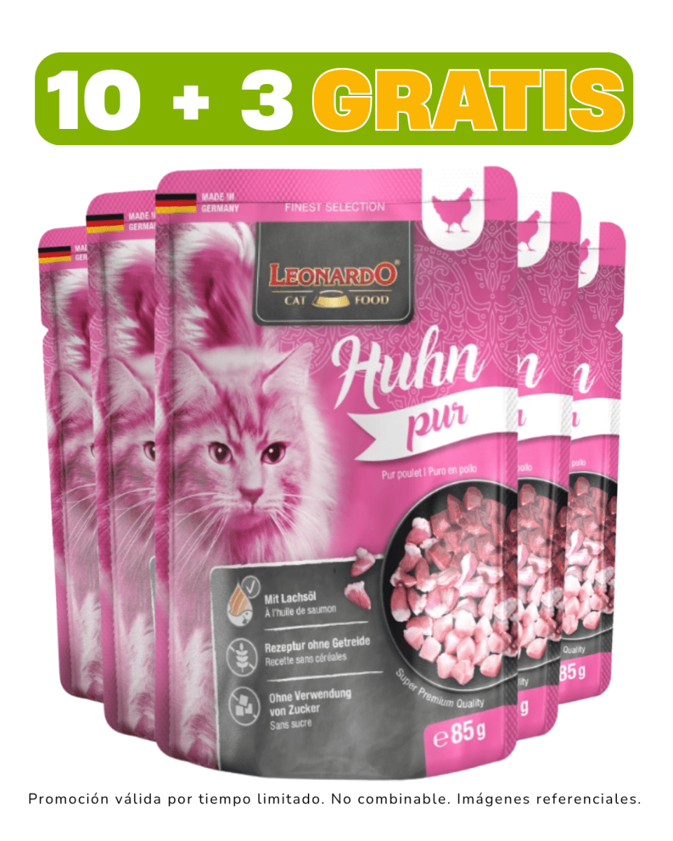 Leonardo puro Pollo 85gr promoción 10 + 3 gratis1