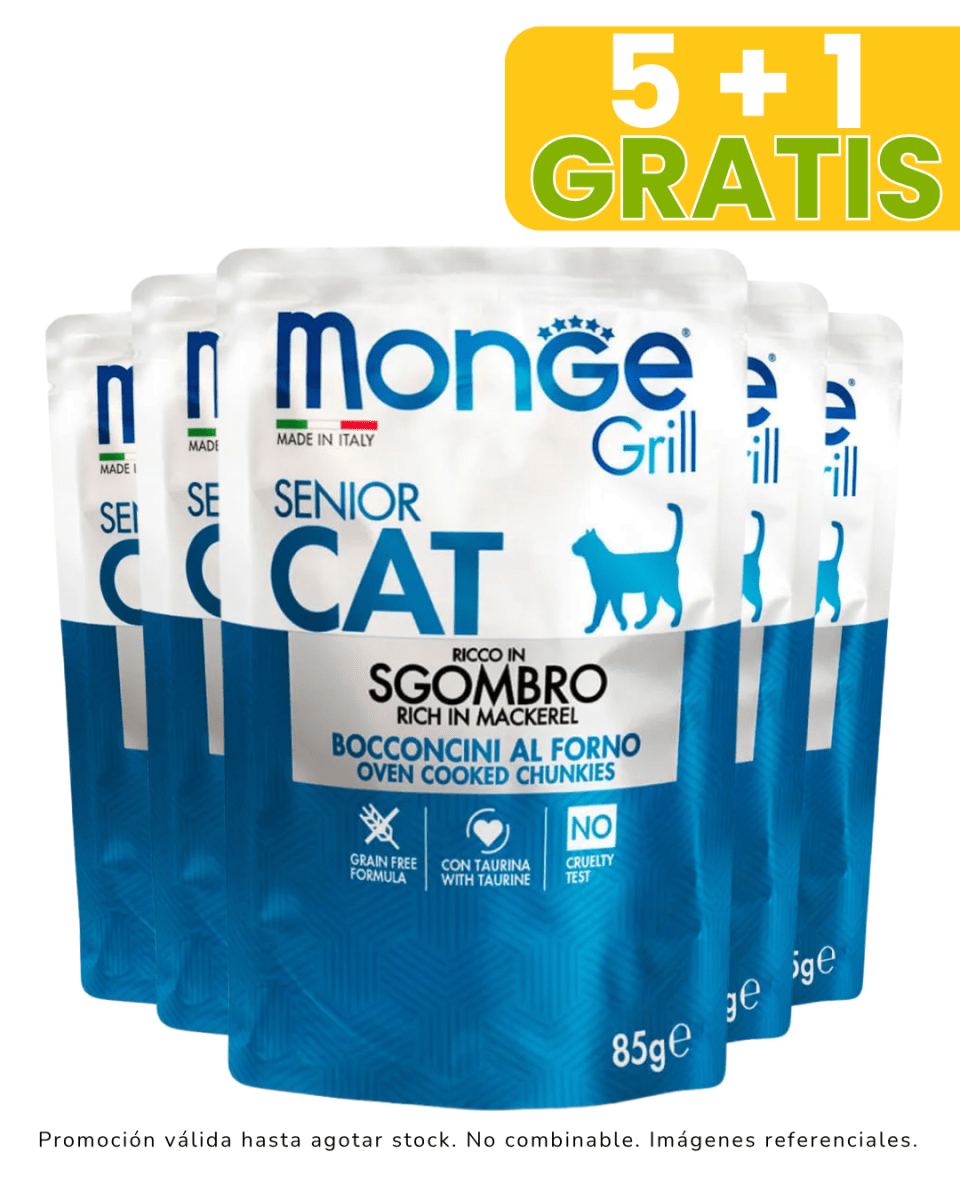 Monge Feline Grill Senior Caballa 85gr promoción 5 + 1 gratis1