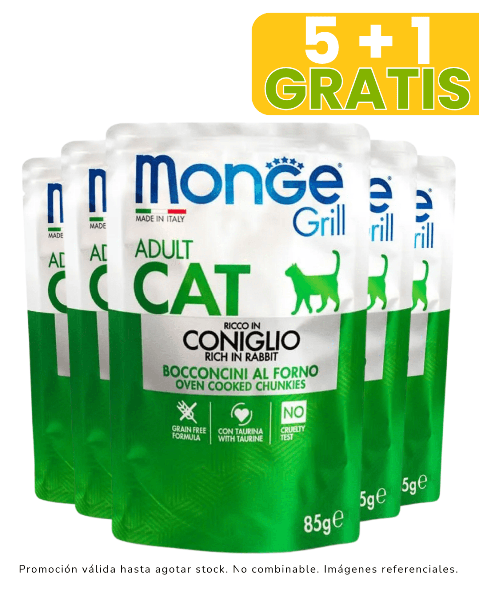 Monge Feline Grill Adulto Conejo 85gr promoción 5 + 1 gratis1