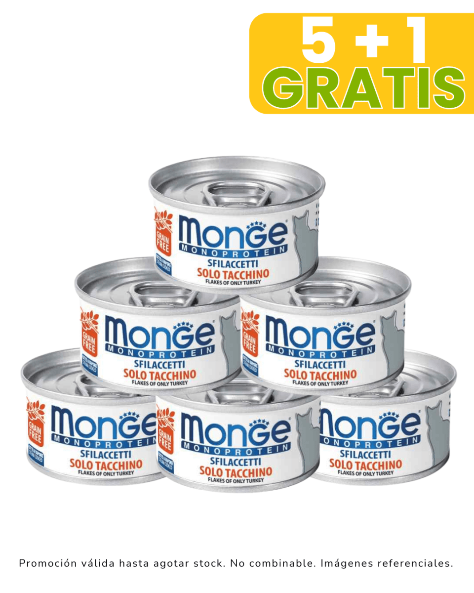 Monge CAT Monoprotein Pavo 80gr promoción 5 + 1 gratis1