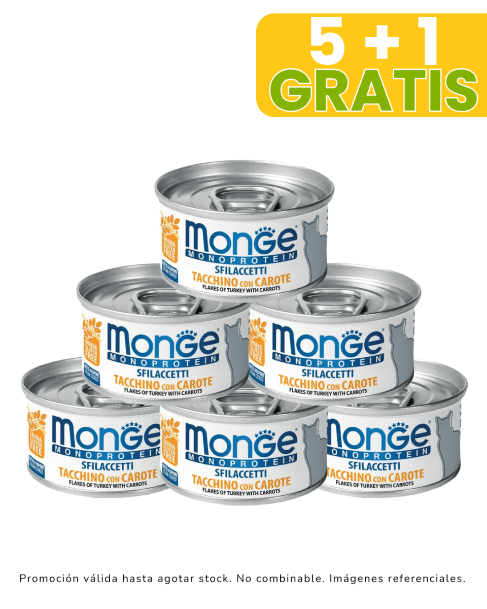 Monge CAT Monoprotein Pavo con Zanahoria 80gr promoción 5 + 1 gratis1