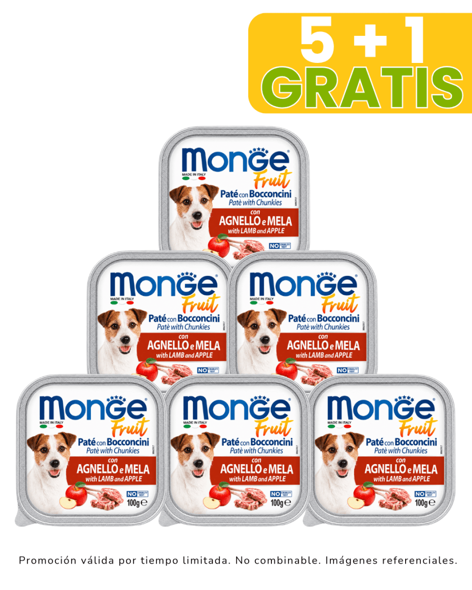 Monge Dog Fruit Cordero y Manzana 100gr promoción 5 + 1 gratis1