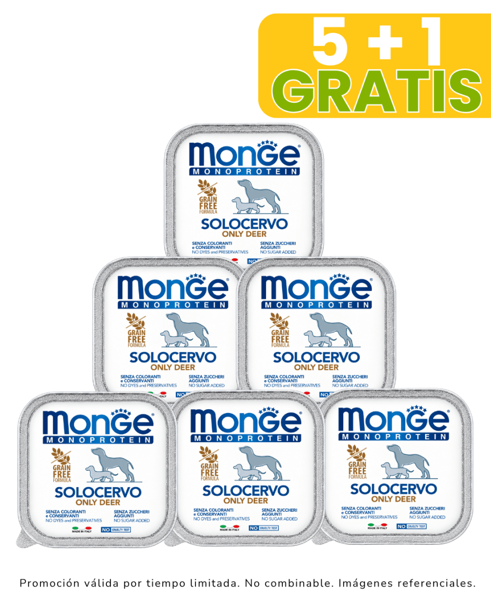 Monge Monoprotein Ciervo 150gr promoción 5 + 1 gratis1