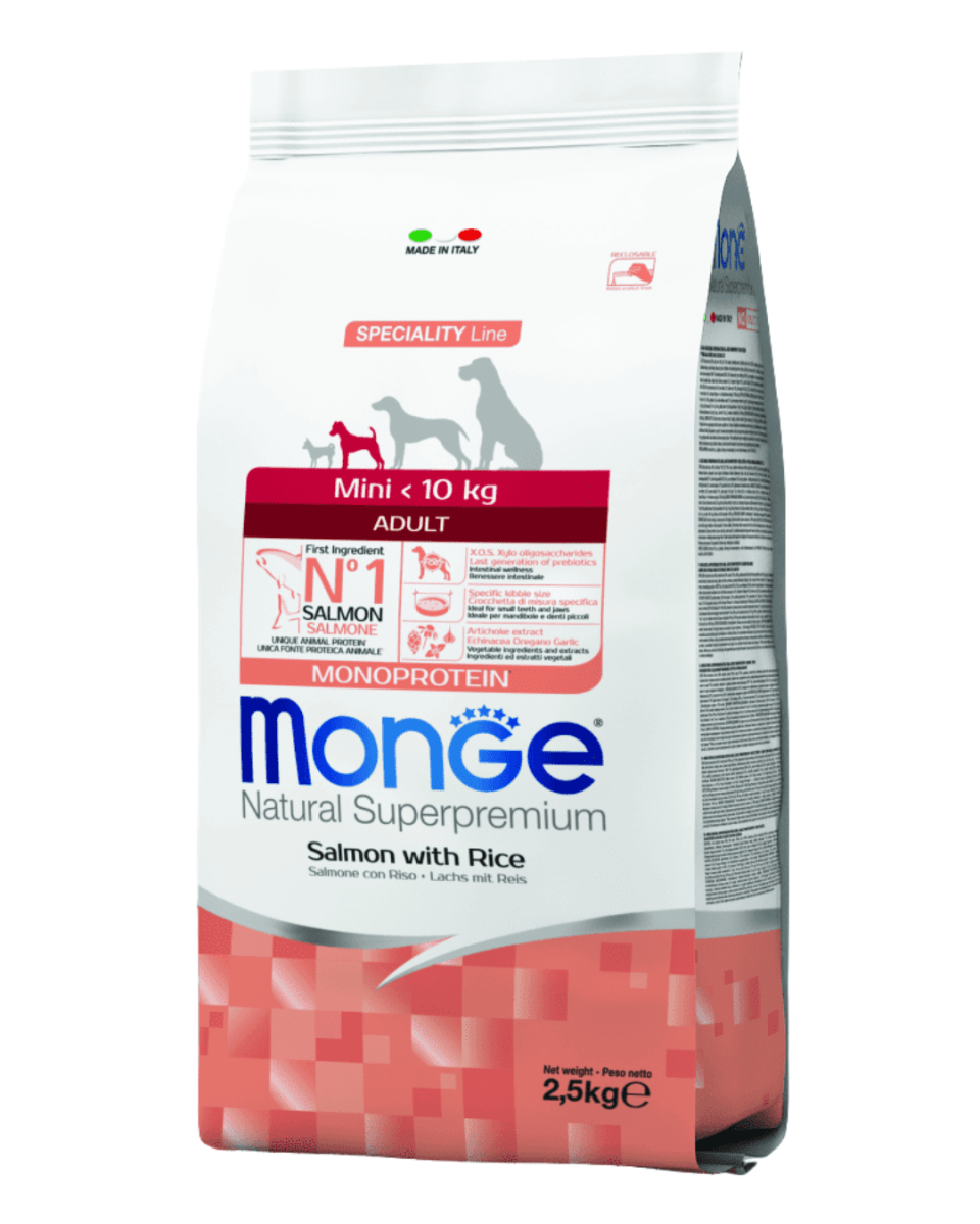 Monge Canine adult mini salmon y arroz 2.5 Kg1