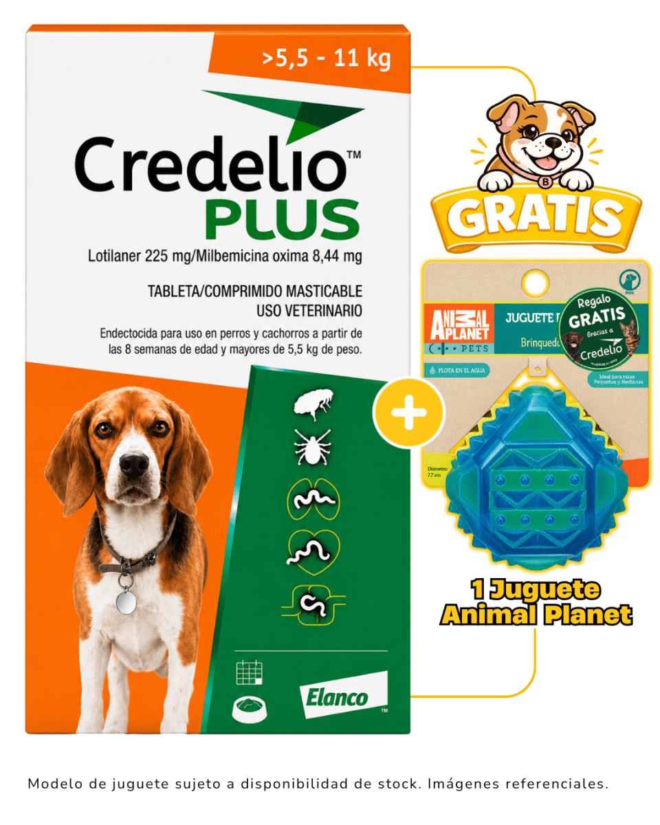 Credelio Plus Para Perros De 5.5 A 11kg (225 mg) x 3 Tabletas + 1 juguete Animal Planet gratis1