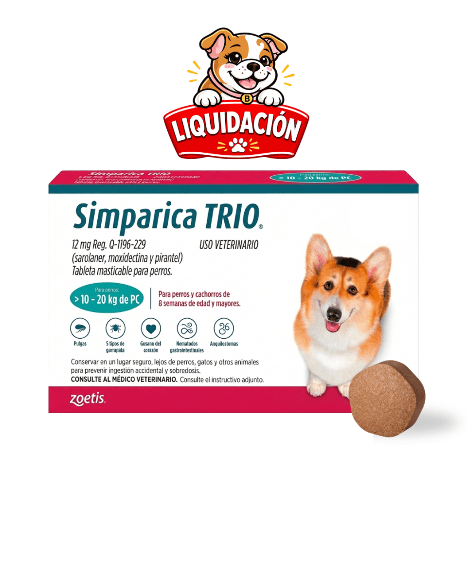 SIMPARICA TRIO 10 a 20kg x 1 Tableta (Fecha Corta)1