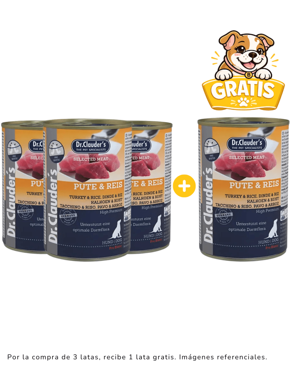Dr. Clauders Dog pute & reis (pavita y arroz) 800gr Promoción 3 + 1 gratis1
