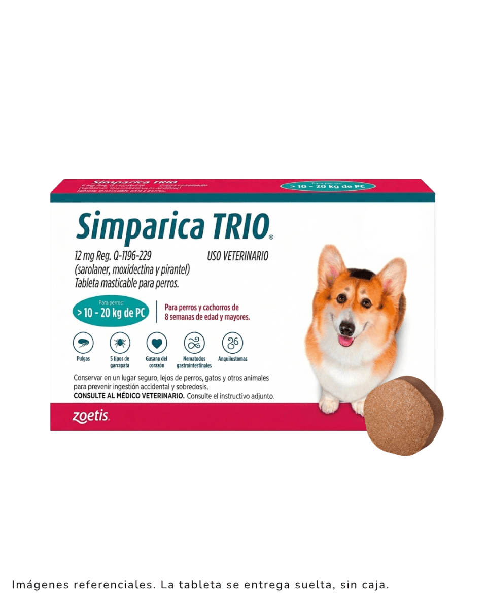Simparica Trio 10 a 20kg x 1 Tableta suelta1