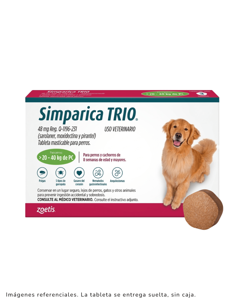 Simparica Trio 20 a 40kg x 1 tableta suelta1
