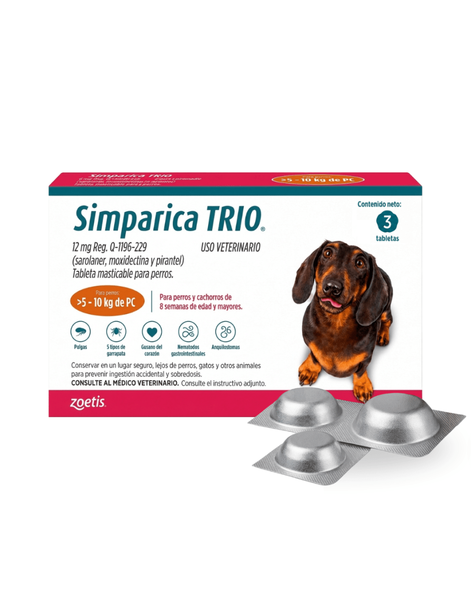 Simparica Trio 5 a 10kg x 3 Tabletas1