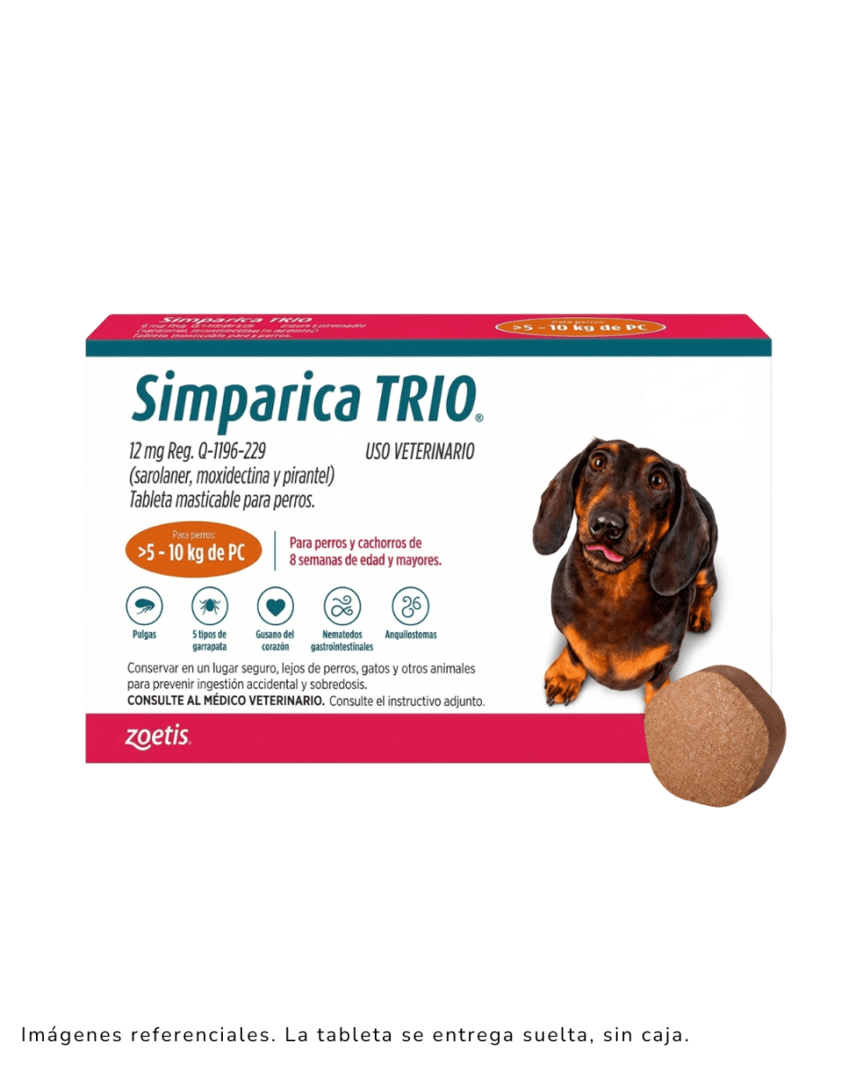 Simparica trio 5 a 10kg x 1 tableta suelta1