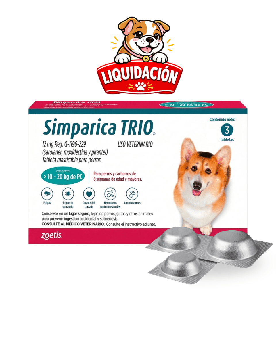 Simparica Trio 10 a 20kg x 3 tabletas (LIQUIDACIÓN)1
