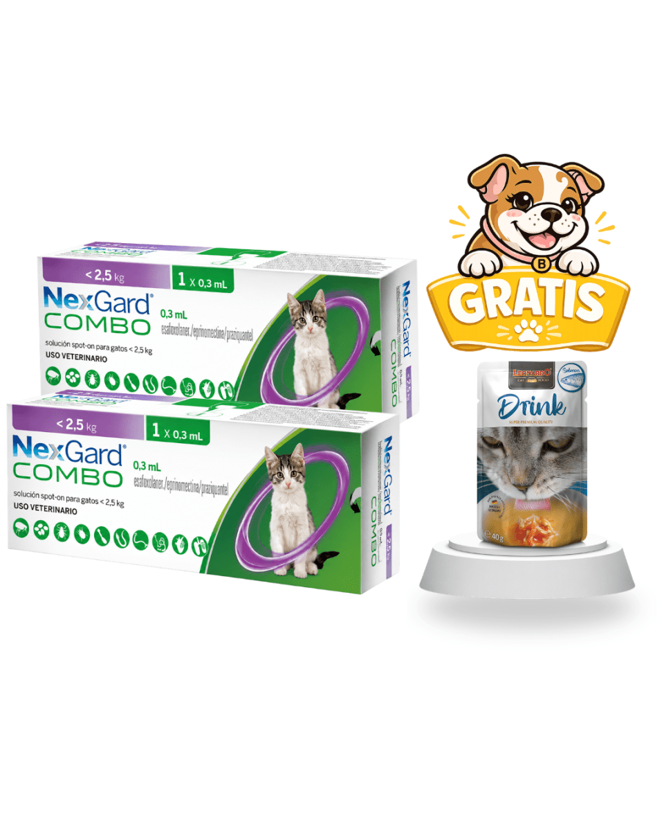 Nexgard Combo Pipeta para Gato hasta 2.5kg - Promo Pack de 2 + drink1