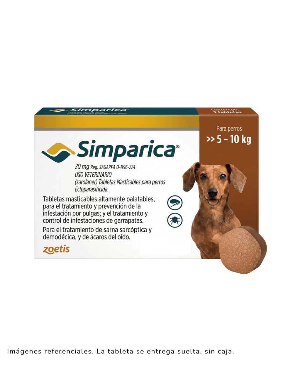 Simparica 20mg 5 a 10kg x 1 tableta suelta1