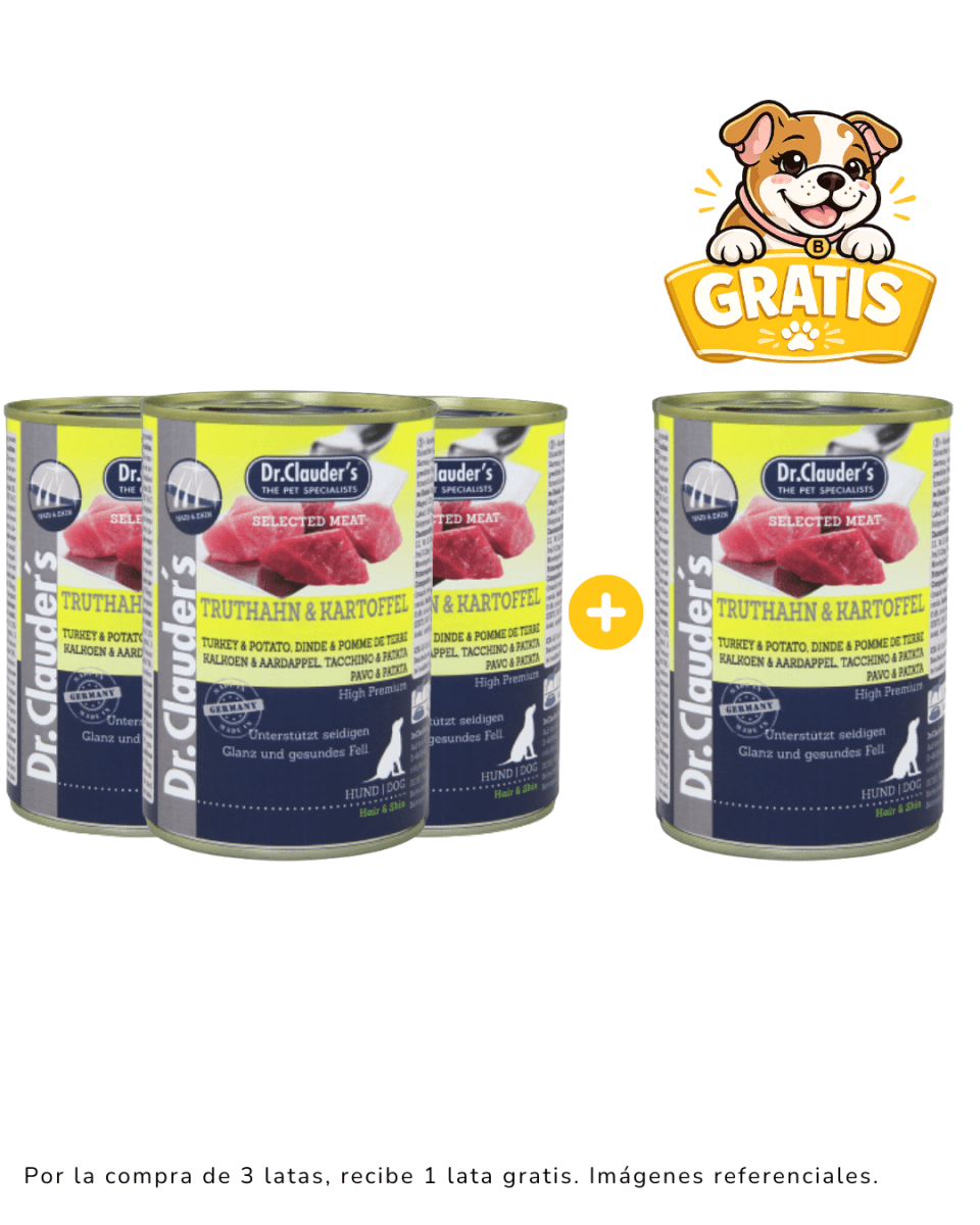 Dr. Clauders Dog Truthahn & Kartoffel (pavo y papa) 800gr Promoción 3 + 1 gratis1
