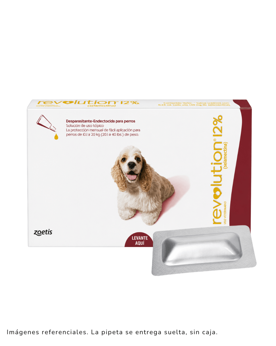 REVOLUTION 12% (ROJO) PARA PERROS DE 10.1kg A 20kg x 1 pipeta1