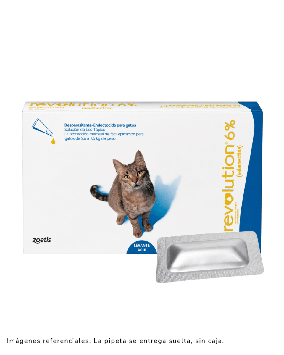 REVOLUTION 6% (AZÚL) PARA GATOS DE 2.6kg a 7.5kg x 1 pipeta1