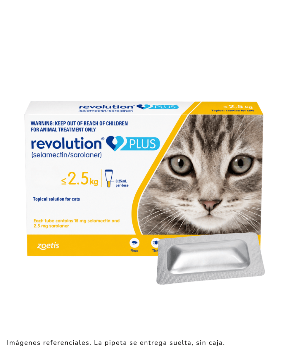 REVOLUTION PLUS X 0.25ML (AMARILLO) para Gatos de menos de 2.5kg x 1 pipeta1