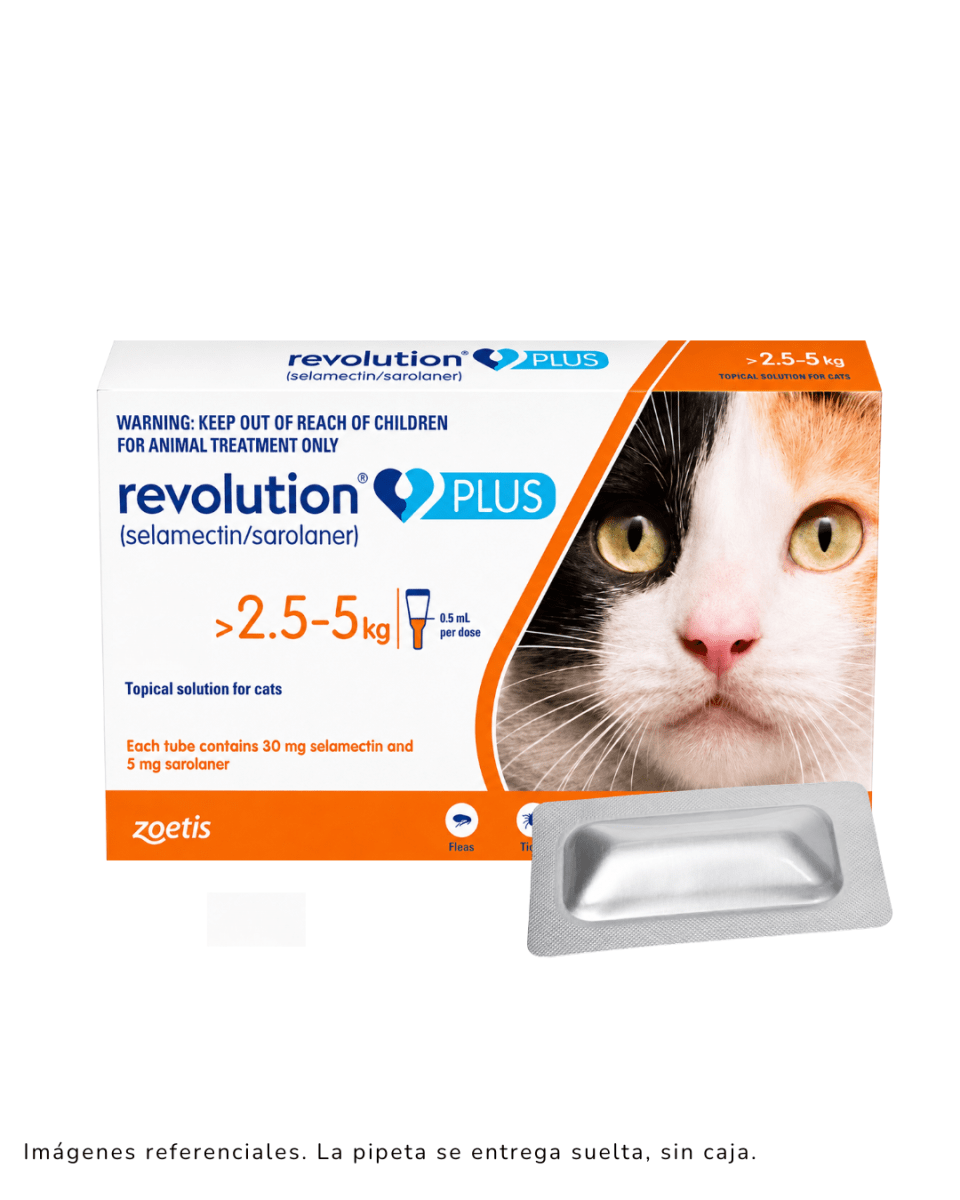 REVOLUTION PLUS X 0.5 M (NARANJA) para Gatos de 2.5kg a 5kg x 1 PIPETA1