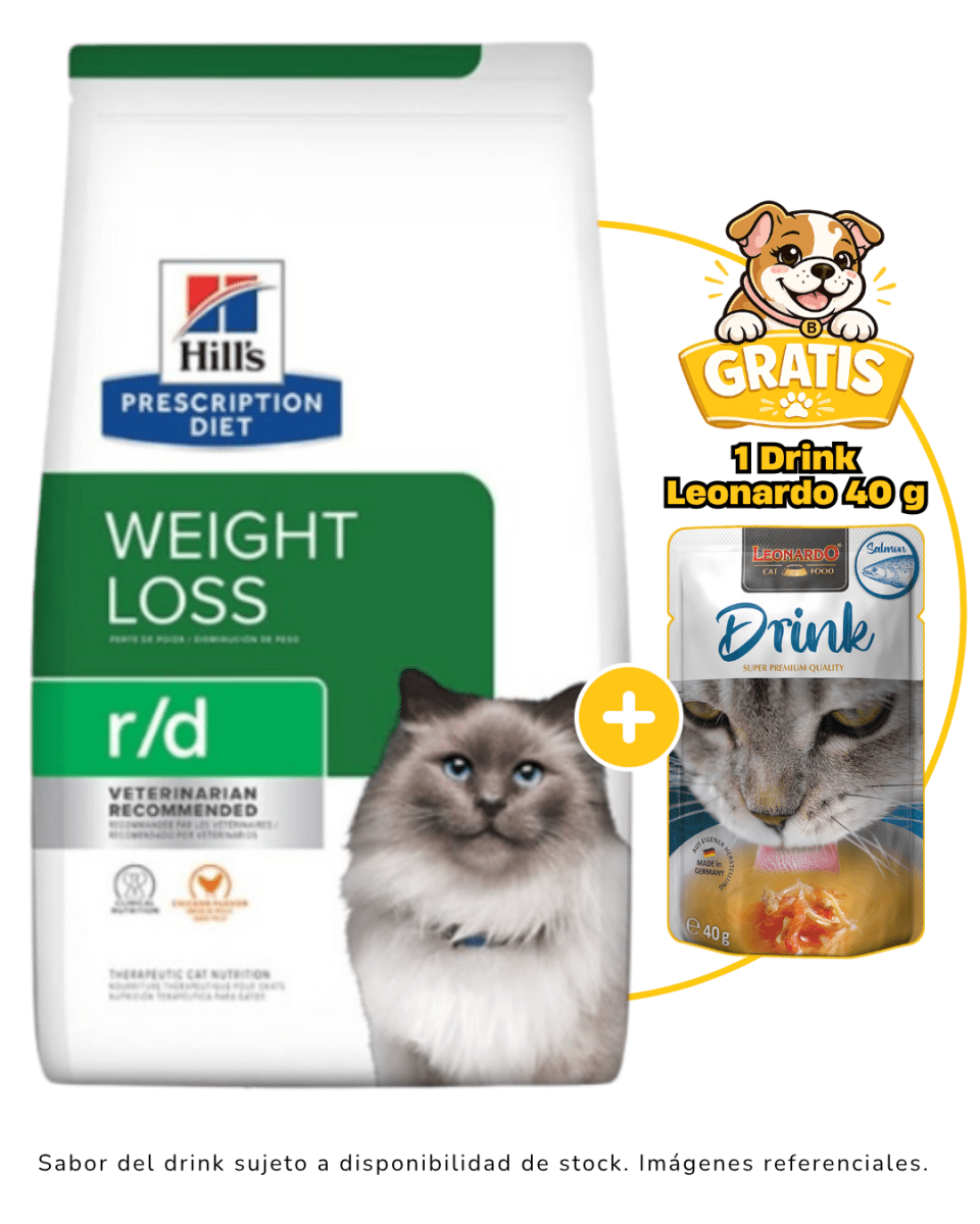 Hills PD Feline Weight Loss R/D Dry 1.8kg + 1 Drink Leonardo gratis1