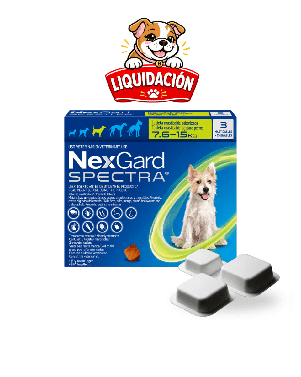 Nexgard Spectra Para Perros De 7.6 a 15kg x 3 Tabletas (Liquidación)1