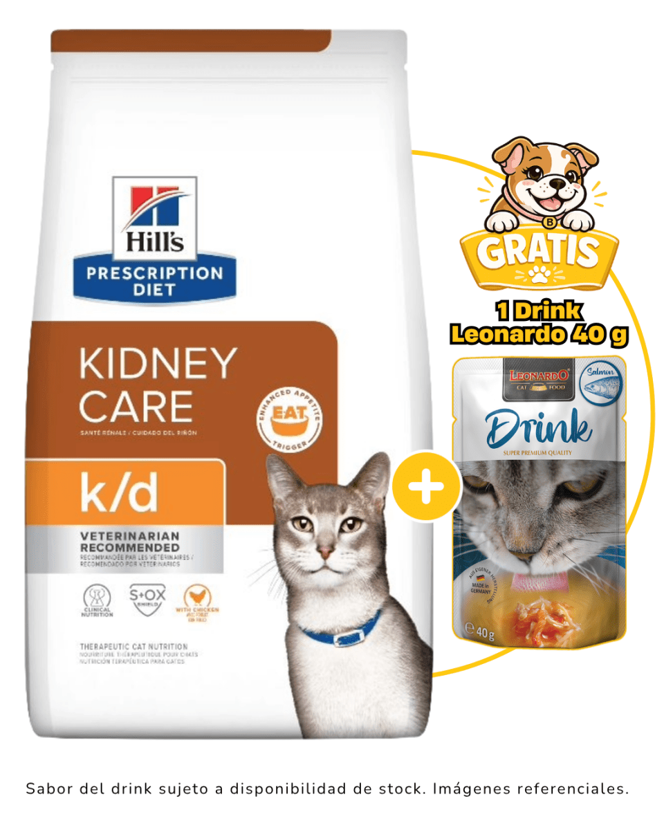Hills PD Feline Kidney K/D Dry 1.8kg + 1 Drink Leonardo gratis1