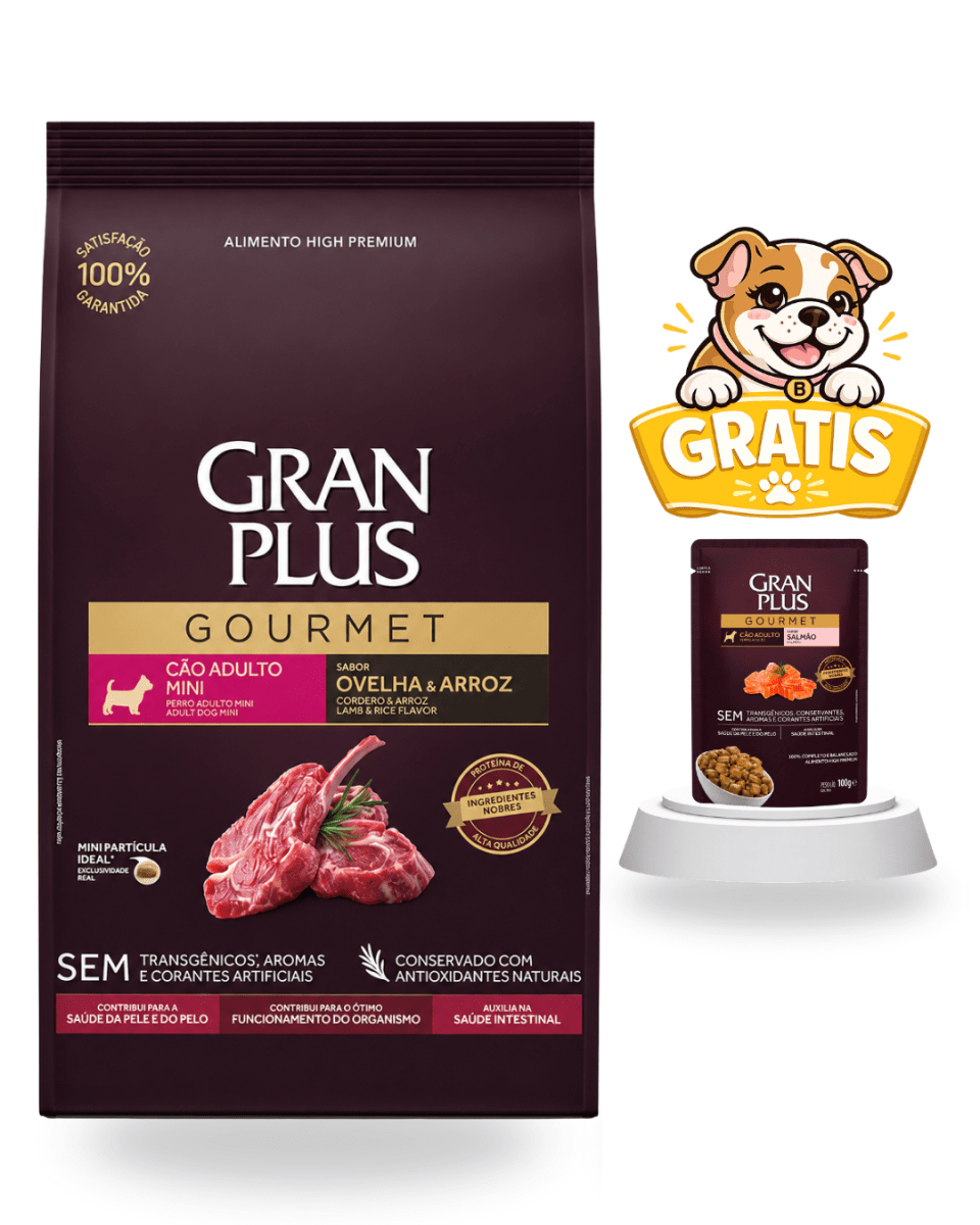 Gran Plus Gourmet Perro Mini Adulto Cordero 3kg - Promo Pouch Gourmet Adulto Salmón1