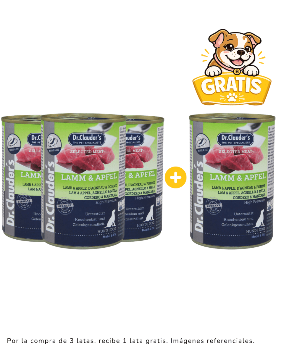 Dr. Clauders Dog Lamm & Apfel (cordero y manzana) 800gr Promoción 3 + 1 GRATIS1