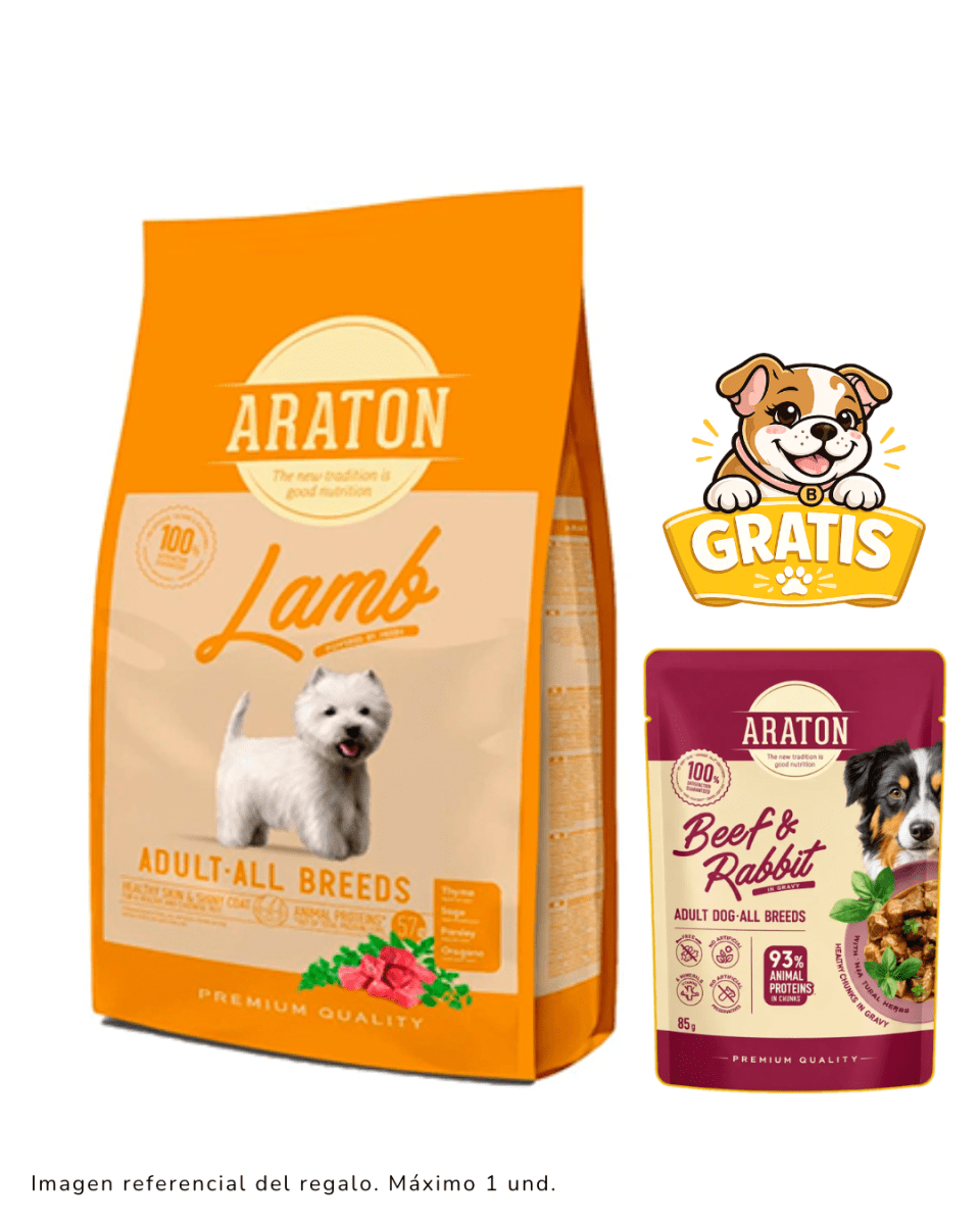 Araton Dog Adulto All Breed Cordero 3kg + 1 pouch1