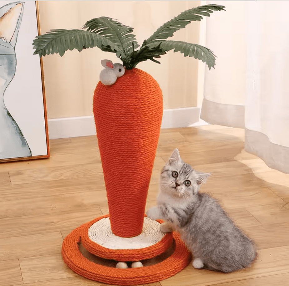 Poste rascador de Sisal para interiores 2 en 1 modelo Zanahoria1
