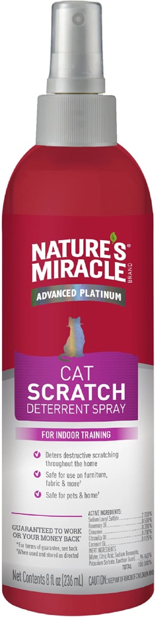 Nature's Miracle Advanced Platinum - Spray disuasorio de arañazos para Gatos, desalienta los arañazos destructivos1