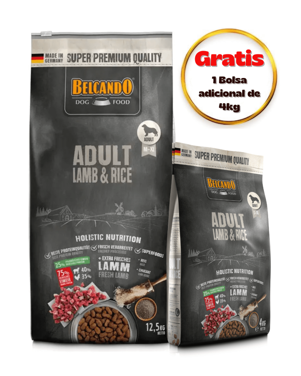 Pack Promoción Belcando Adult Cordero & Arroz 12.5kg + 4kg de Regalo1