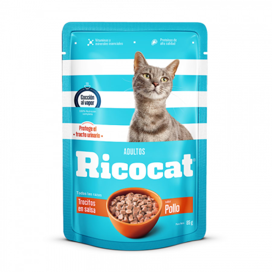 Ricocat Trocitos Adulto sabor pollo - Pouch (85gr)1